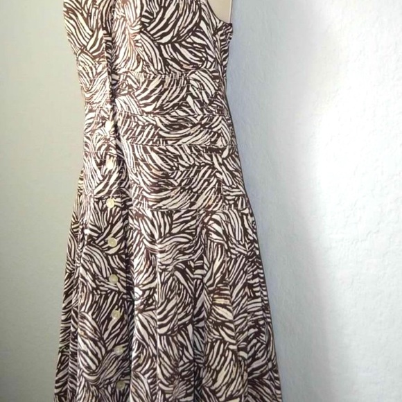Sz 8P Madison Leigh “Ralph Lauren Look” Ivory & Brown Halter Dress - Picture 10 of 16